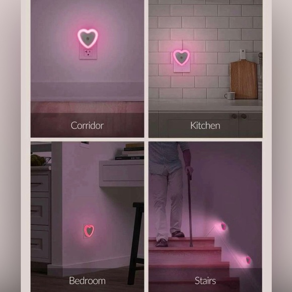 3/ $36 Heart Shaped Neon Pink Light Socket- Auto Dusk to Dawn Sensor - Picture 6 of 6